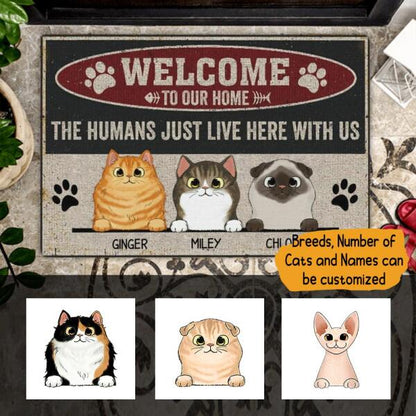 Welcome To Our Home Cat Personalize Doormat - Cats and Names can be customized