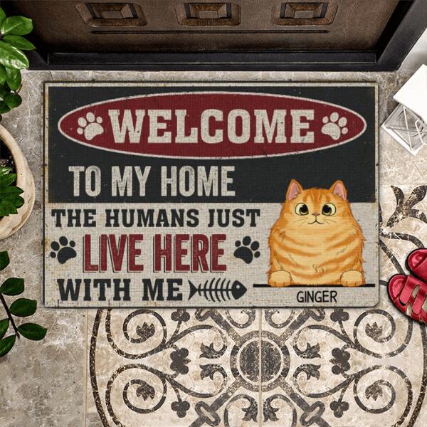 Welcome To Our Home Cat Personalize Doormat - Cats and Names can be customized