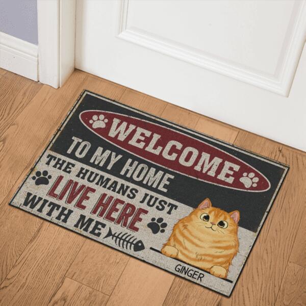 Welcome To Our Home Cat Personalize Doormat - Cats and Names can be customized