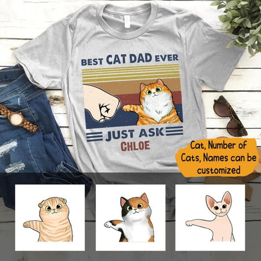 Best Cat Dad Ever Personalized Shirt - Cats, Names can be customized