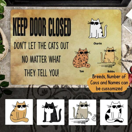 Don't Let The Cat Out Personalized Doormat - Cats and Names can be customized