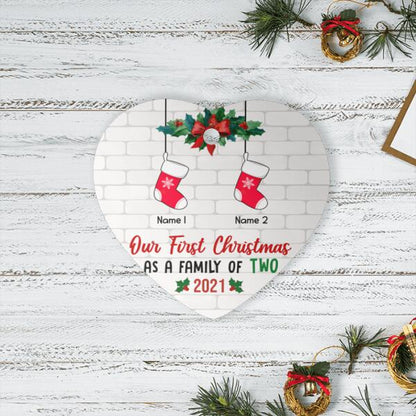 Our Family First Christmas Personalized Ornament - Socks, Number Of People and Names can be customized