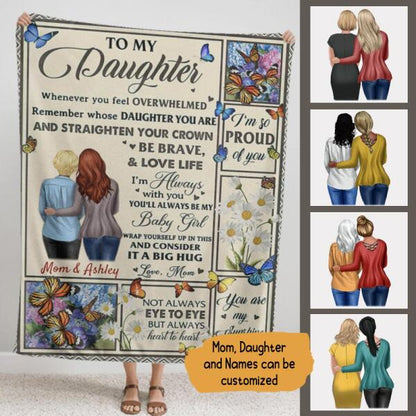 To My Daughter Butterflies Personalized Flannel Blanket