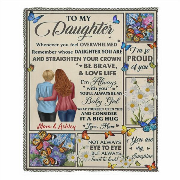 To My Daughter Butterflies Personalized Flannel Blanket