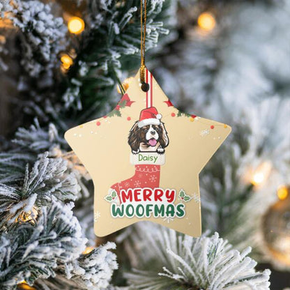 Merry Woofmas Personalized Ceremic Ornament