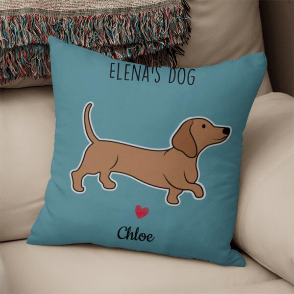 Dachshund Dog Personalized Pillow Cover - Dogs, Background and Names can be customized