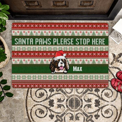 Christmas Dog Ugly Pattern Personalized Doormat - Dogs, Backgrounds and Names can be customized