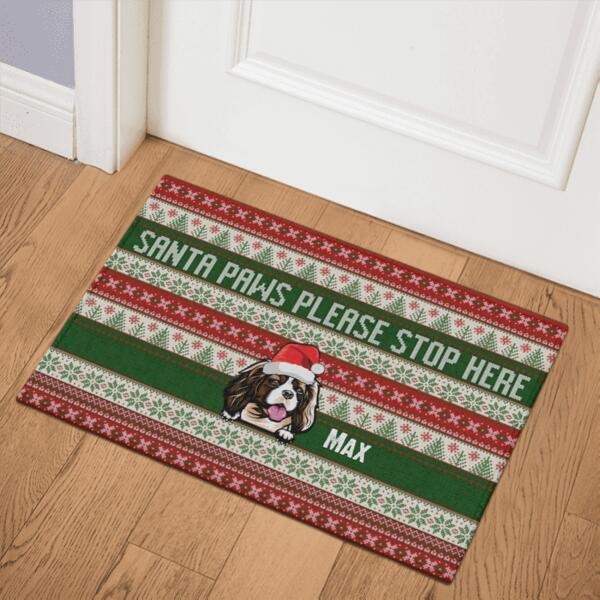 Christmas Dog Ugly Pattern Personalized Doormat - Dogs, Backgrounds and Names can be customized