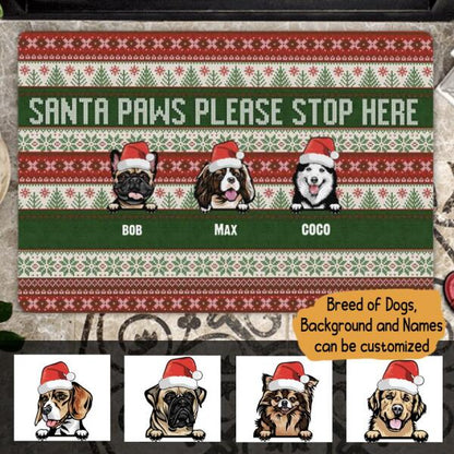 Christmas Dog Ugly Pattern Personalized Doormat - Dogs, Backgrounds and Names can be customized