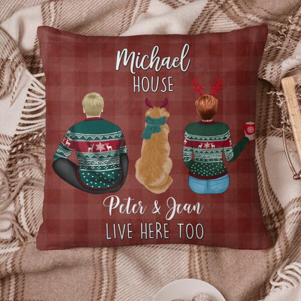 Christmas Dog And People Live Here Personalized Pillow Cover