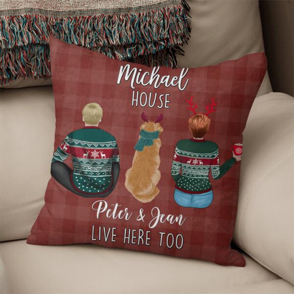 Christmas Dog And People Live Here Personalized Pillow Cover