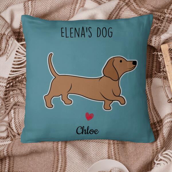 Dachshund Dog Personalized Pillow Cover - Dogs, Background and Names can be customized