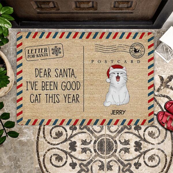 Christmas Letter To Santa Cat Personalized Doormat - Cats, Costumes and Names can be customized