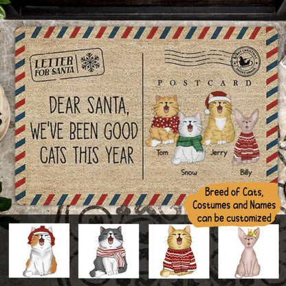 Christmas Letter To Santa Cat Personalized Doormat - Cats, Costumes and Names can be customized