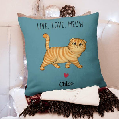 Double Trouble Fluffy Walking Cat Personalized Pillow Cover - Cats and Names can be customized