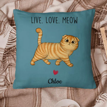 Double Trouble Fluffy Walking Cat Personalized Pillow Cover - Cats and Names can be customized