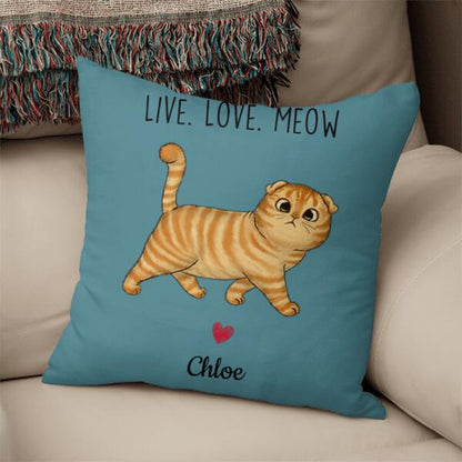 Double Trouble Fluffy Walking Cat Personalized Pillow Cover - Cats and Names can be customized