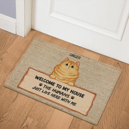 Welcome Home Fluffy Cat Personalized Doormat