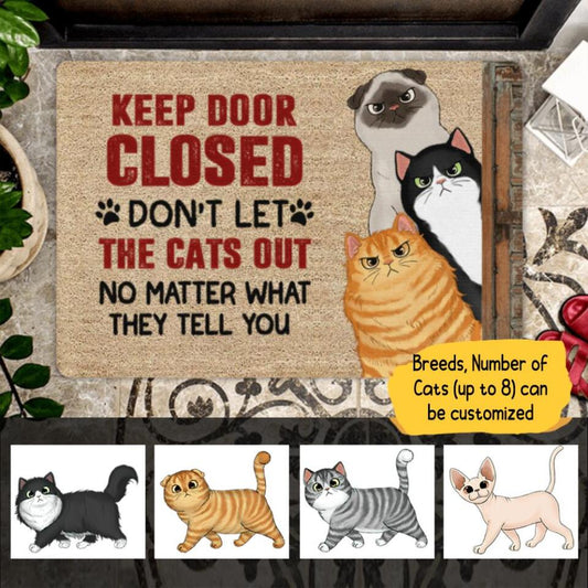 Keep The Door Closed Sassy Cat Personalized Doormat