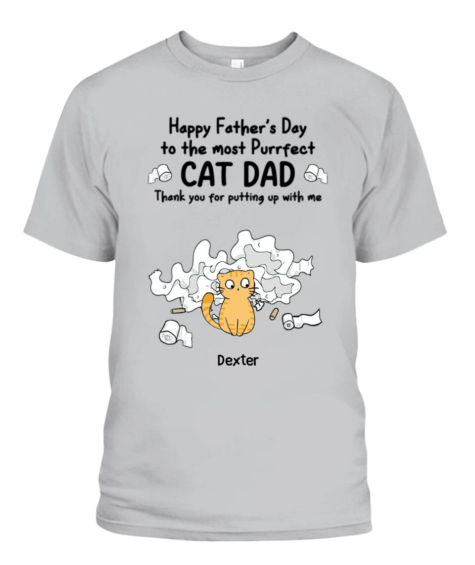 Happy Father's Day Cat Dad Toilet Paper Personalized Shirt