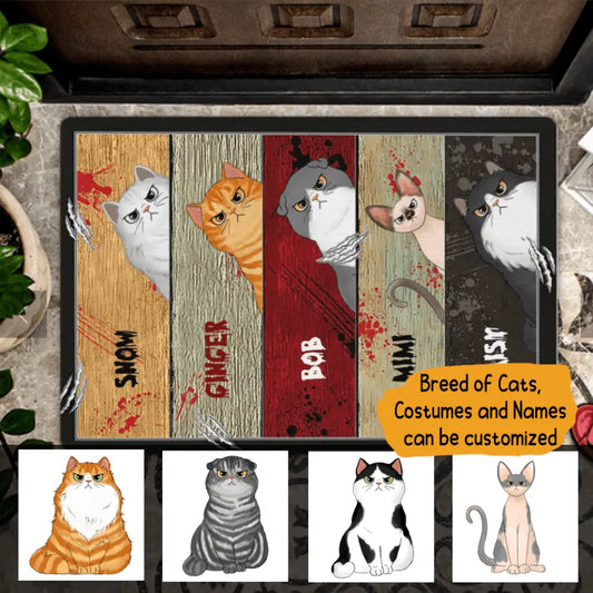 Halloween Cats Face Personalized Doormat