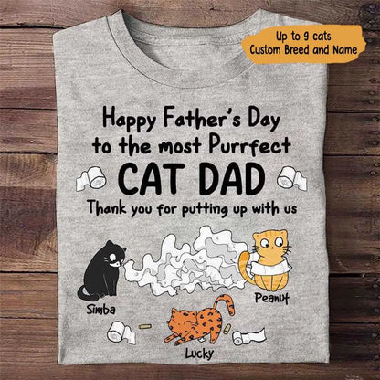 Happy Father's Day Cat Dad Toilet Paper Personalized Shirt