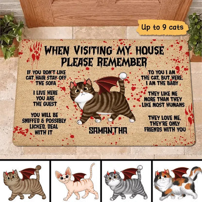 Halloween Please Remember When Visiting This House Devil Cats Personalized Doormat