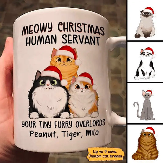 Meowy Christmas Human Servant Funny Cats Personalized Coffee Mug