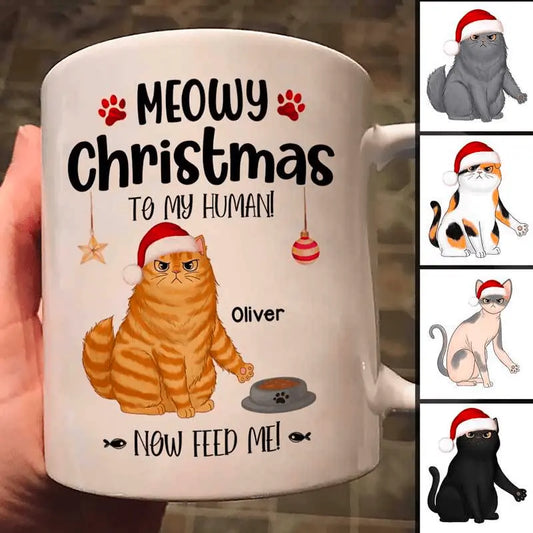 Meowy Christmas To My Human Cat Personalized Coffee Mug