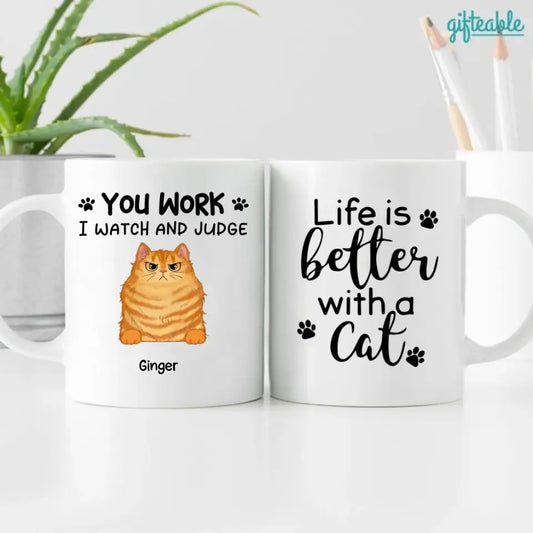 Cats Will Watch And Judge Personalized Coffee Mug