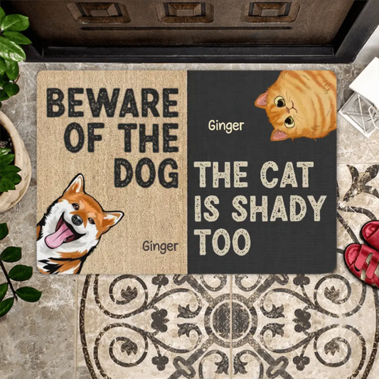 Beware Of The Dogs And Cats Personalized Doormat